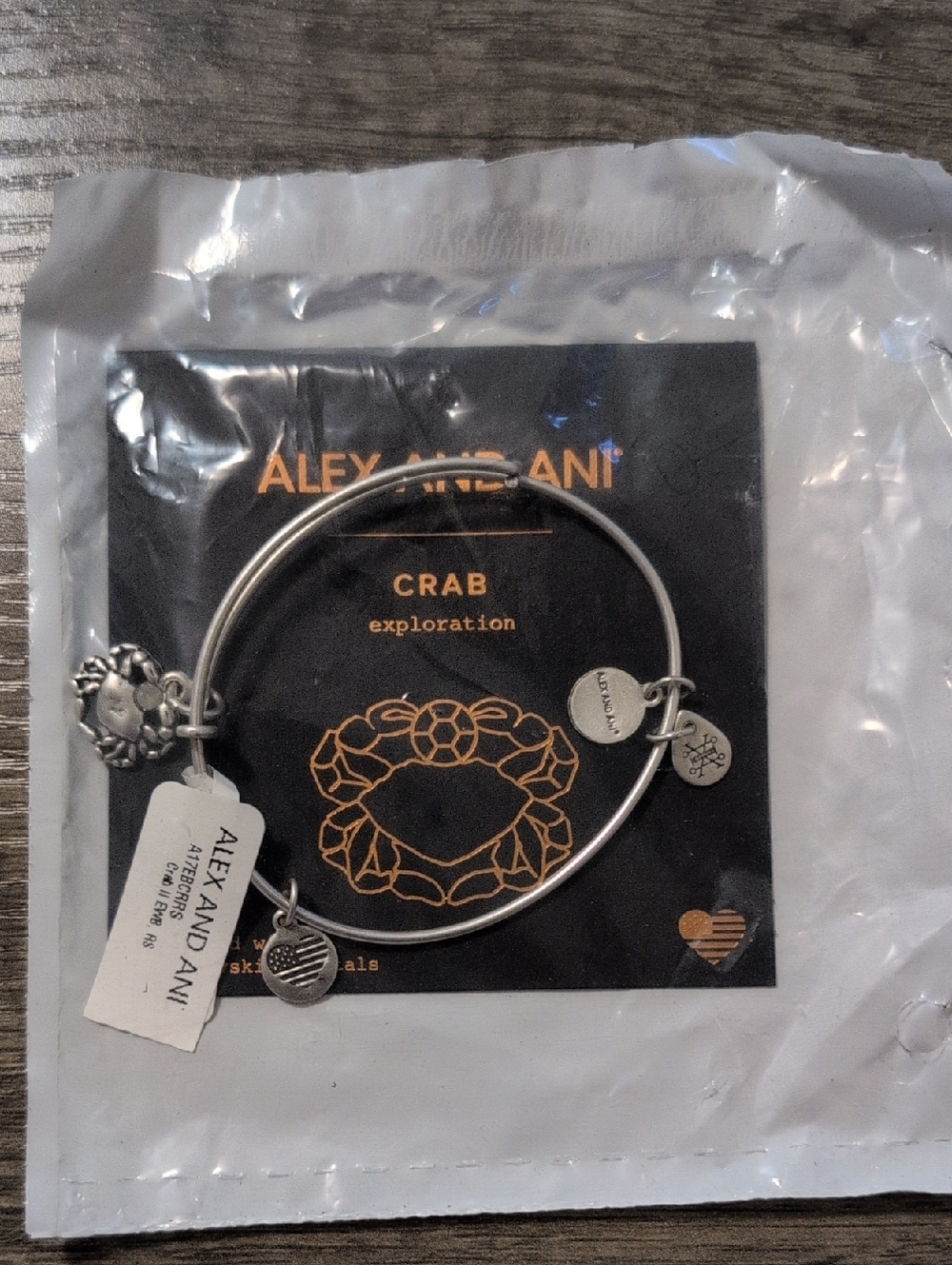 Alex and Ani Silver-Tone Crab Charm Expandable Bracelet